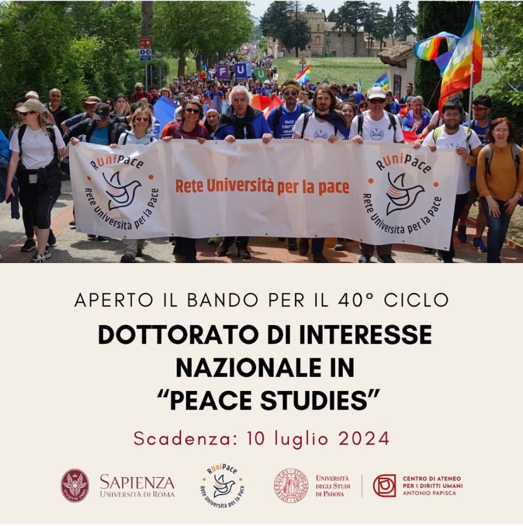 Promosso dalla Rete delle Università Italiane per la Pace sarà il primo in Italia e in Europa. Domande entro il 10 luglio 2024.