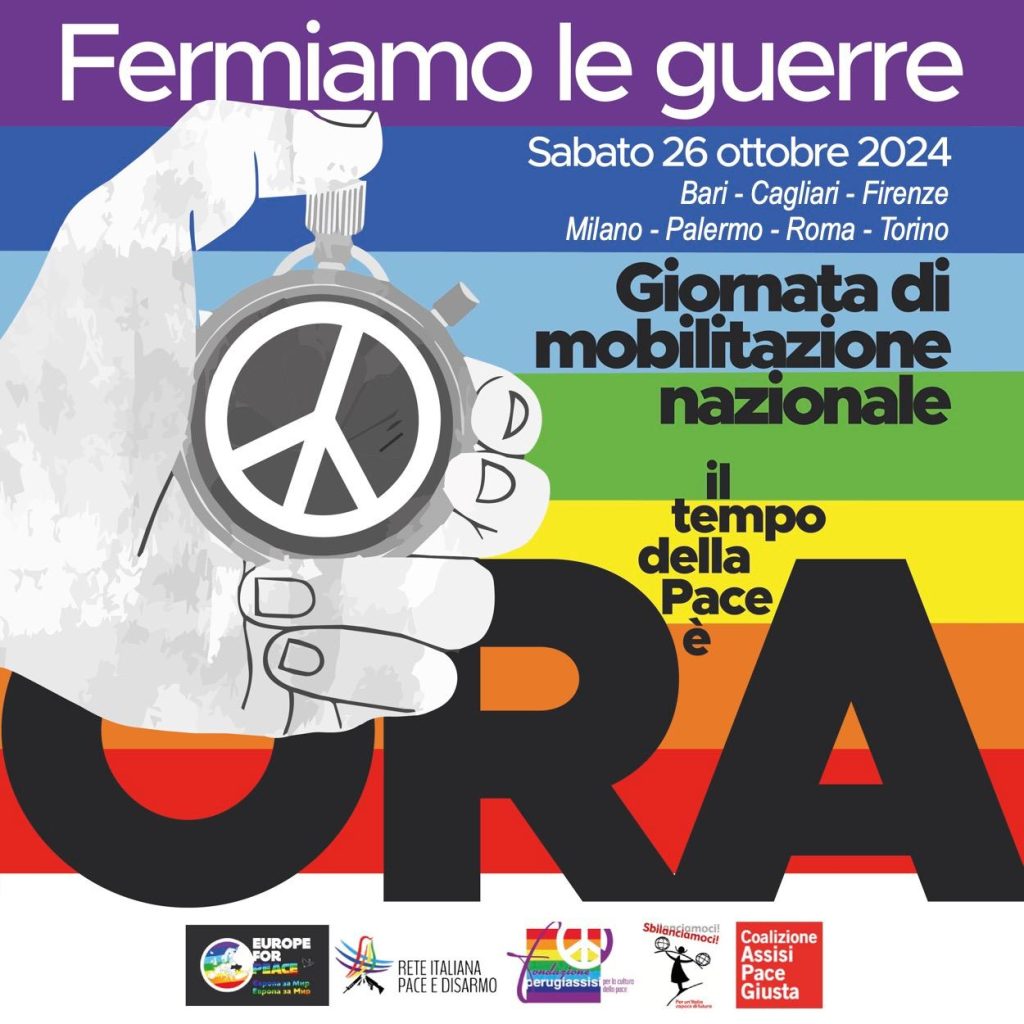 Sabato 26 ottobre manifestazioni contro la guerra a Roma, Milano, Torino, Firenze, Bari, Palermo, Cagliari. Aderisci anche tu!