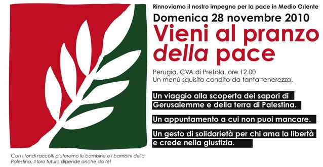 Perugia, domenica 28 novembre: vieni al pranzo della pace!
